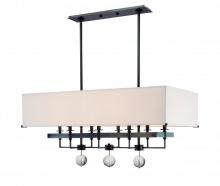  5648-PN - 8 LIGHT ISLAND WITH BLACK TRIM ON SHADE