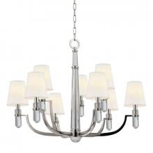  989-PN-WS - 9 LIGHT CHANDELIER w/WHITE SHADE