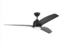  3AVLCR60MBKD - Avila Coastal 60 LED Ceiling Fan in Midnight Black with Midnight Black Blades and Light Kit