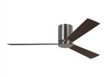  3RZHR52BS - Rozzen 52-inch indoor/outdoor Energy Star hugger ceiling fan in brushed steel silver finish