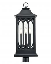  88105-PBK - Mallorey 3-Light Outdoor Post Lantern Powder Coated Black