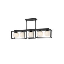  LP519535MBOP - Amelia 35-in Matte Black/Opal Matte Glass 5 Lights Linear Pendant