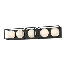  VL519535MBOP - Amelia 35-in Matte Black/Opal Matte Glass 5 Lights Vanity