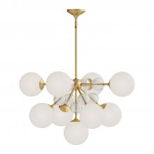  CH415331BGOP - Celia 31-in Brushed Gold/Opal Glass 9 Lights Chandeliers