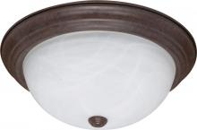  60/207 - 3 Light - 15" Flush with Alabaster Glass - Old Bronze Finish