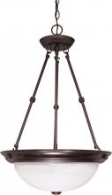  60/211 - 3 Light - 15" Pendant with Alabaster Glass - Old Bronze Finish