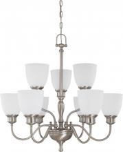 Nuvo 60/2779 - 9-Light 2-Tier Chandelier in Brushed Nickel Finish with Frosted Linen Glass