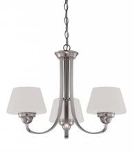 Nuvo 60/5224 - 3-Light Brushed Nickel Chandelier with White Satin Glass