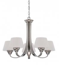 Nuvo 60/5225 - 5-Light Brushed Nickel Chandelier with White Satin Glass