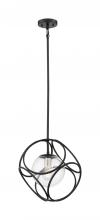  60/6935 - Aurora - 1 Light Mini Pendant with Seeded Glass - Black and Polished Nickel Finish