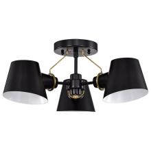  60/7384 - Baxter; 3 Light Semi-Flush; Black with Burnished Brass