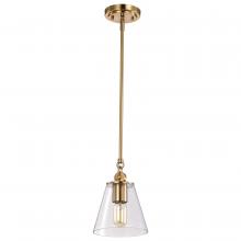  60/7410 - Dover; 1 Light; Small Pendant; Vintage Brass with Clear Glass