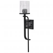  60/7748 - Terrace 1 Light Wall Sconce; Matte Black Finish; Crackel Glass