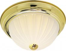  SF76/128 - 3 Light - 15" Flush with Frosted Melon Glass - Polished Brass Finish