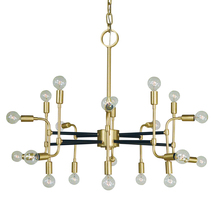 Framburg 3050 SB/MBLACK - 20-Light Satin Brass/Matte Black Fusion Chandelier