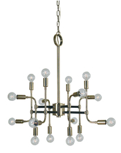  3056 SB/MBLACK - 16-Light Satin Brass/Matte Black Fusion Chandelier