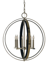  4655 PN/MBLACK - 6-Lt Polished Nickel/Matte Black Constellation Pendant