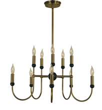 Framburg 4795 SP/PN - 10-Light Satin Pewter/Polished Nickel Nicole Chandelier