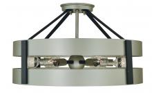  5384 SP/MBLACK - 6-Light Satin Pewter/Matte Black Orion Flush / Semi-Flush Chandelier