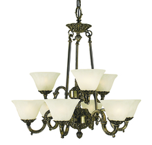 Framburg 7889 AS/AM - 9-Light Antique Silver Napoleonic Dining Chandelier