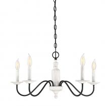 Savoy House Meridian M10044WW - 5-Light Chandelier in Washed Wood and Iron