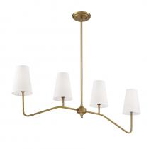  M10078NB - 4-Light Linear Chandelier in Natural Brass