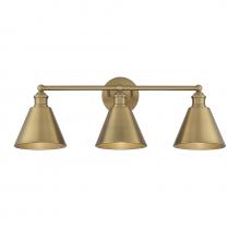  M80064NB - 3-Light Bathroom Vanity Light in Natural Brass