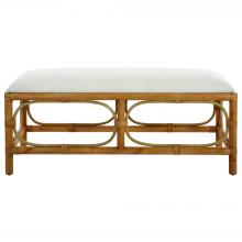  23755 - Laguna White Fabric Rattan Bench