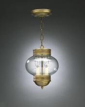 2032G-VG-LT2-CLR - Onion Hanging No Cage With Galley Verdi Gris 2 Candelabra Sockets Clear Glass