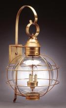 Northeast Lantern 2851-AB-LT3-OPT - Caged Round Wall Antique Brass 3 Candelabra Sockets Optic Glass