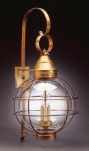 Northeast Lantern 2861-AB-LT3-OPT - Caged Round Wall Antique Brass 3 Candelabra Sockets Optic Glass