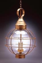 Northeast Lantern 2862-AB-LT3-OPT - Caged Round Hanging Antique Brass 3 Candelabra Sockets Optic Glass