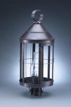 Northeast Lantern 3353-AC-LT3-CLR - Cone Top Post Antique Copper 3 Candelabra Sockets Clear Glass