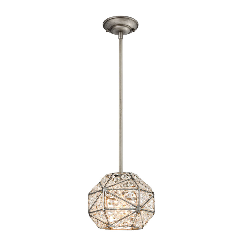 Constructs 1 Light Pendant in Weathered Zinc