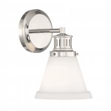  2401-PN-MO - Alden 10.25'' High 1-Light Sconce- Polished Nickel, Matte Opal