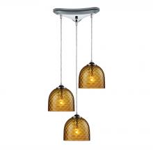  31080/3AMB - Viva 3 Light Pendant In Polished Chrome And Ambe