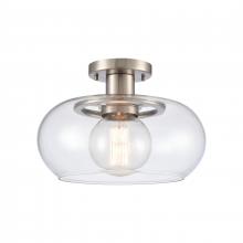  89754/1 - Clement 13'' Wide 1-Light Semi Flush Mount - Antique Nickel